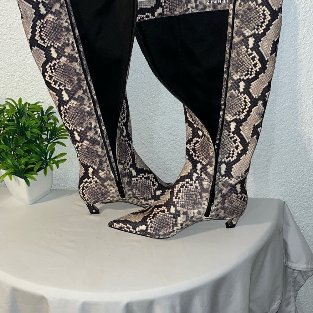 Gianni Bini Gray and Cream Over the Knee Boots - Picture 11 of 16